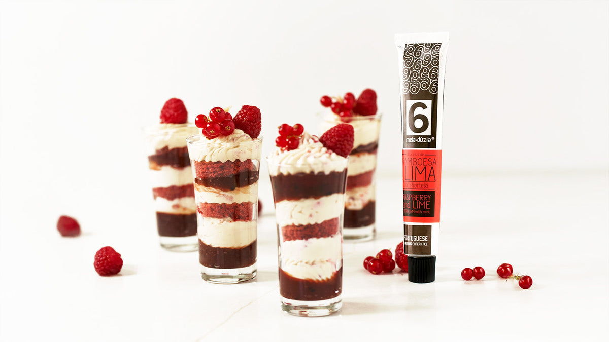 Copinhos do Amor com Framboesa, Mascarpone e Red Velvet